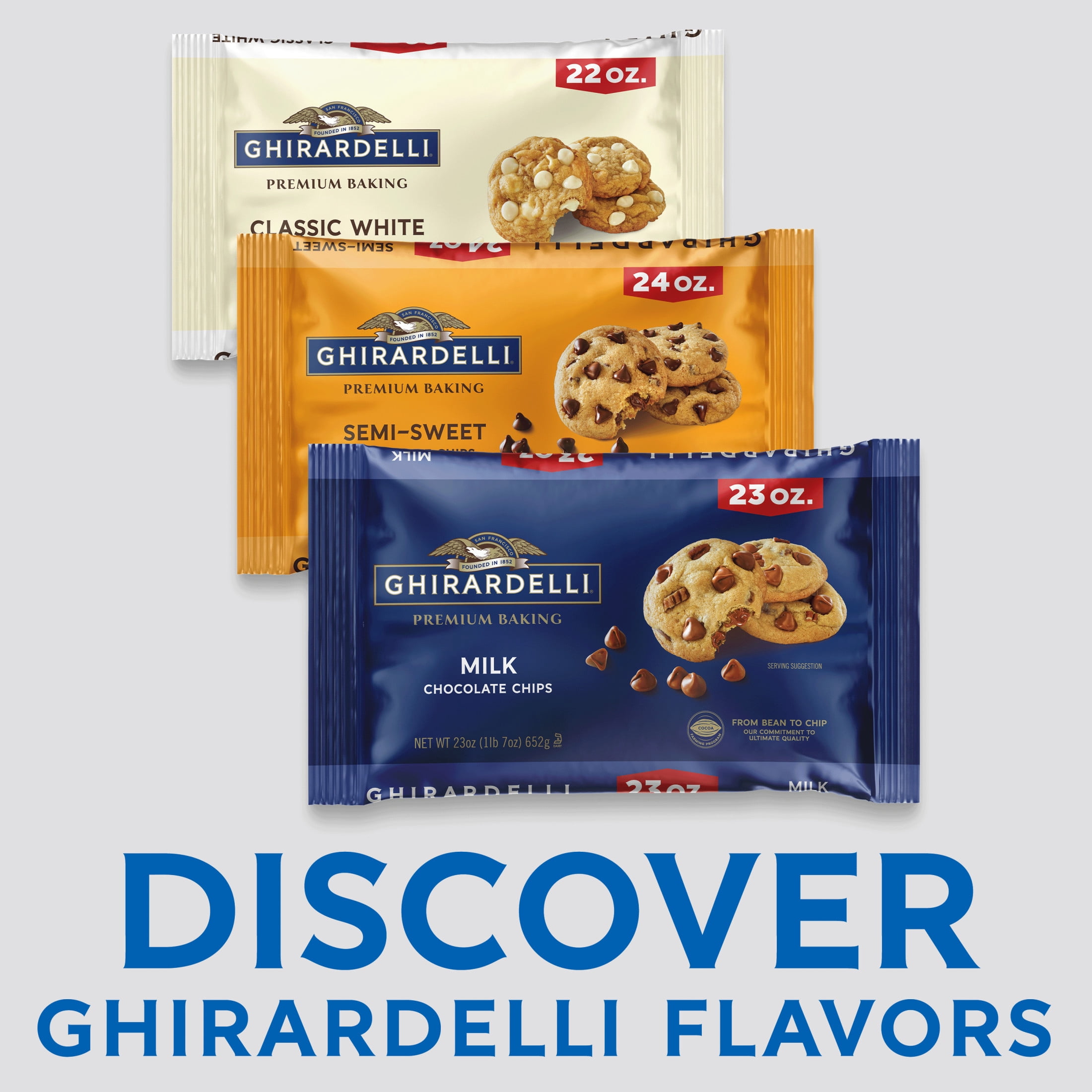 GHIRARDELLI Milk Chocolate Premium Baking Chips, Chocolate Chips for Baking, 23 oz Bag