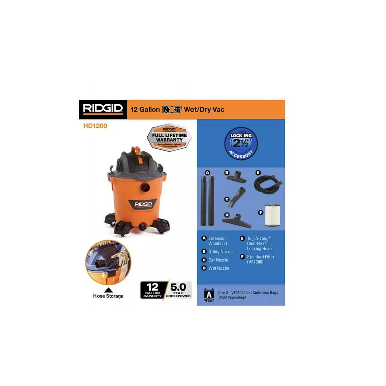 12 Gal. 5.0-Peak HP NXT Wet/Dry Shop Vacuum with Filter, Hose and Accessories 12 Gal. 5.0-Peak HP NXT Wet/Dry Shop Vacuum with Filter, Hose and Accessories