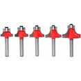 thumbnail image 2 of Herklotzn 5-Piece 6mm Shank Carbide Woodworking Router Bit Set - Round Corner Milling Tools with Bearing for Edge Trimming, Grooving & Carving, Red and Silver Finish, Precision Balanced +/- .003 Inch, 2 of 6