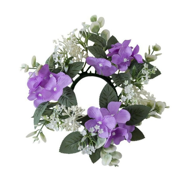 Anillo de vela de pilar, corona Artificial, corona verde, diámetro de 25cm, portavelas de pilar para fiesta de Pascua, adorno de Halloween Púrpura