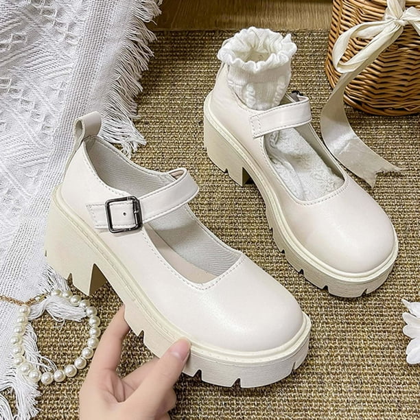 Zapatos británicos de suela gruesa para mujer, sandalias de Cosplay de tacón alto Vintage para niñas y estudiantes Wmkox8yii shkj1131