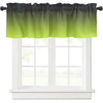 Curtain Valance for Windows Gradient Color Rod Pocket Valance Window Treatments 1 Panel Darkening Gray Lime Green Short Curtains for Kitchen Windows Bathroom Bedroom 54 x 18 inch
