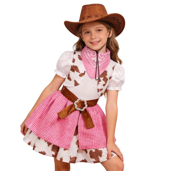 ANINEO Girls Clothes With Vest And Skirt For Party Holiday Cowboy Party Birthday Christmas Halloween Dress Up Clothing for Child