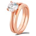 thumbnail image 2 of Arista 1.33 ct Round Swarovski Diamond Solitaire Women's Bridal Set in Pink Plated Sterling Silver, 2 of 3