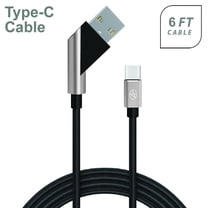 Universal Fast Charge 6Ft 2.4Amp Angled Fabric Type-C USB Cable