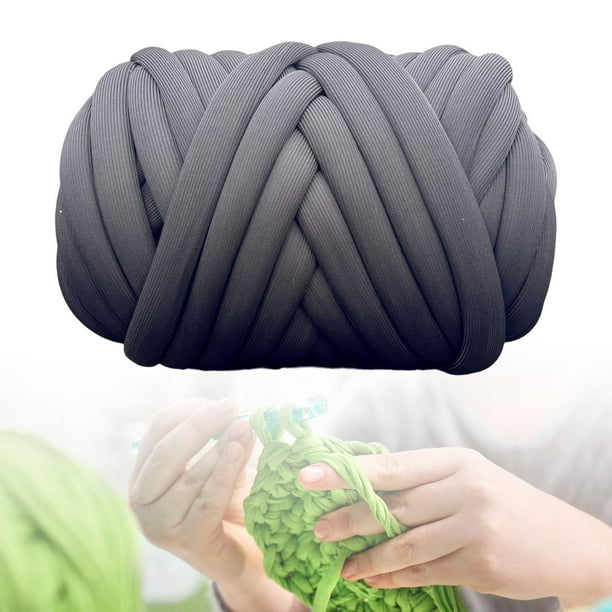 Hilo grueso, hilo grueso voluminoso, hilo de tubo de ganchillo lavable 500G, hilo tubular Jumbo para manta, manta, cama para mascotas, tejido, Gris Macarena hilo grueso