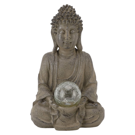 BIMZUC Resin Buddha Statue with Built‑In LED Lamp – Outdoor Garden & Indoor Décor, 8.3”×12.2”×7.1”, Weather‑Resistant, Illuminating Meditation Sculpture