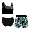 thumbnail image 2 of Doomiva Kids Girls 3 Pcs Tankini Sets One Shoulder Crop Top with Brief Shorts Beach Bikini Rashguard Swimwear Green 8, 2 of 5