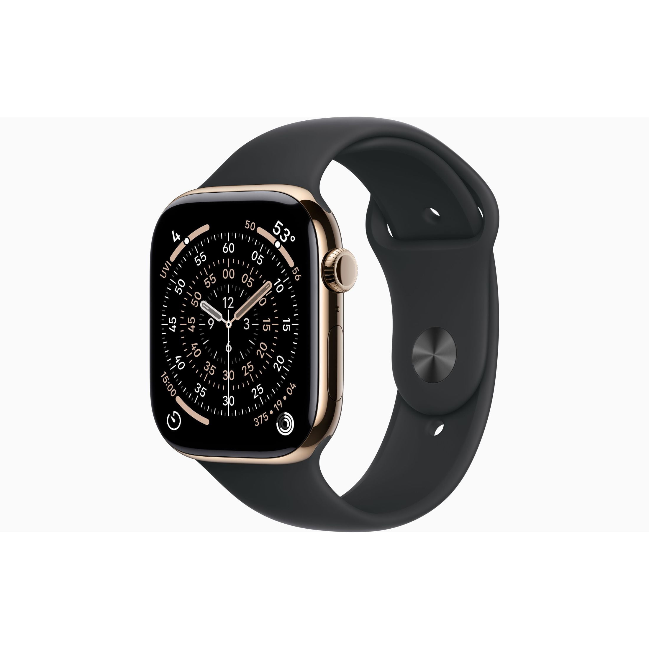 Apple Watch Series 11 GPS + Cellular 42mm Gold Titanium Case with Black Sport Band