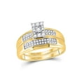 thumbnail image 2 of Solid 10k Yellow Gold His and Hers Round Diamond Matching Couple Three Rings Bridal Engagement Ring Wedding Bands Set 3/8 Ct. - (L = 6, M = 9), 2 of 5