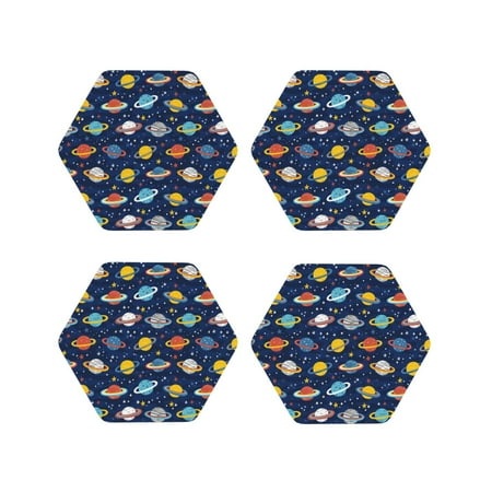 

Yiaed Planets And Stars Print Leather Coasters for Drinks - Cup Coasters Coffee Table Kitchen Table Bar Home & Office Gifts Handmade Drink Coasters-Hexagon