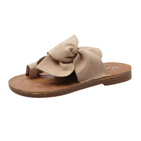 

Women s Ladies Casual Bowknot Toe Ring Sandals Flat Slippers Beach Shoes