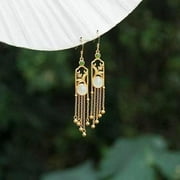 EOEMY White Jade Flower Earrings Women Jewelry Real Natural 925 Silver Chinese