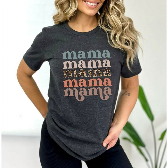 Retro Leopard Mama T-Shirt, Cute Mother's Day Gift Shirt, Mom Life Tee for Women, Motherhood Graphic Shirt