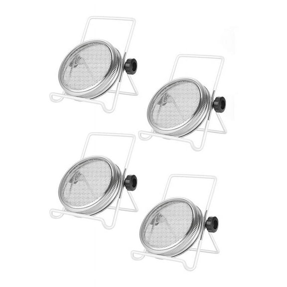 Sprouting Kit,Stainless Steel Sprouting Jar Lids Stands Jar Screen Lids for Regular Mouth Jar Canning 2.75In,4 * net cover 4 * shelves,Silver
