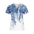 thumbnail image 5 of ICHUANYI Clearance Women Fashion Casual Printing Shirts Short Sleeve Loose Tee Tops Tunic Blouse(Blue, M) ICHUANYI WER2023080913541, 5 of 5
