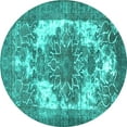 thumbnail image 1 of Ahgly Company Indoor Round Persian Turquoise Blue Traditional Area Rugs, 4' Round, 1 of 4