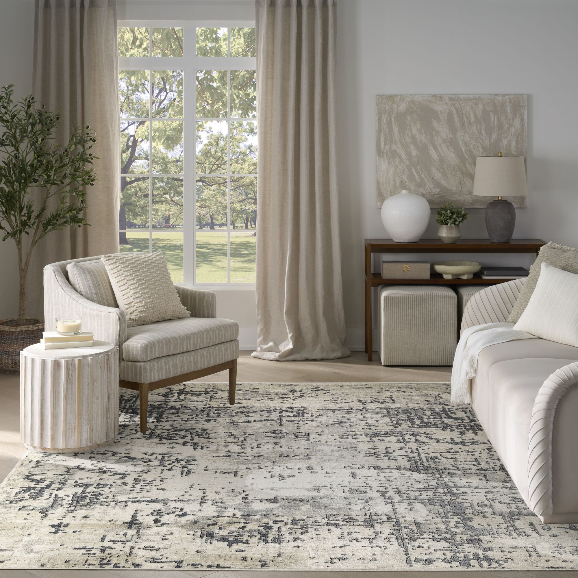 Nourison Concerto 7'10" x 9'10" Ivory Grey Modern Indoor Rug