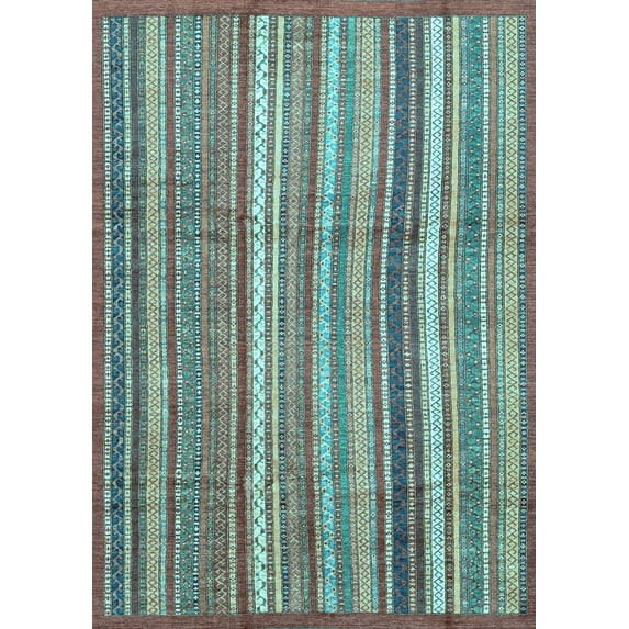 Ahgly Company Indoor Rectangle Abstract Light Blue Modern Area Rugs, 5' x 7'