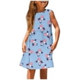 thumbnail image 5 of HABDGIKS Robes pour Filles Robe de Princesse Mignonne pour Enfants Vêtements de Maison Décontractés Pyjama Imprimé Mignon Col Rond Sans Manches Robe d'Été, 5 of 5