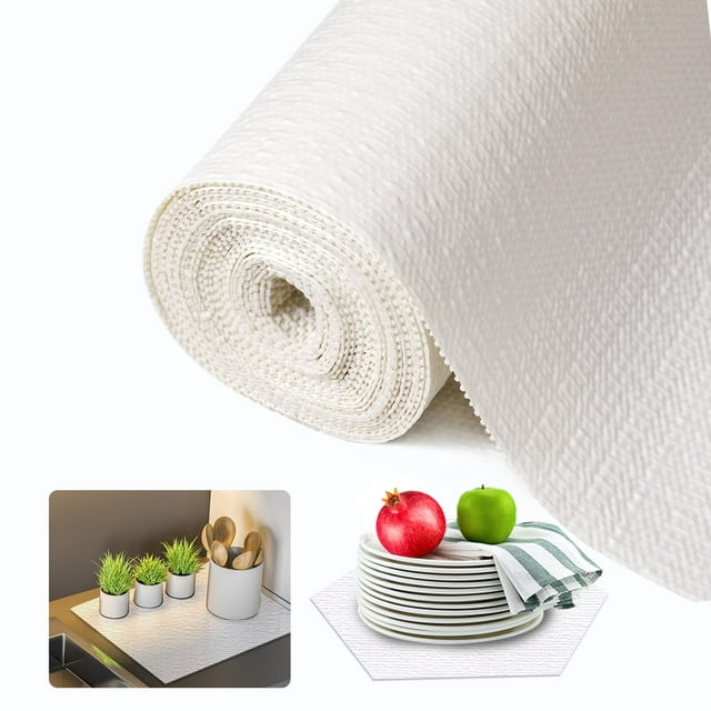 Protector antideslizante e impermeable para estantes Beautysaid 30 cm x 3 m blanco