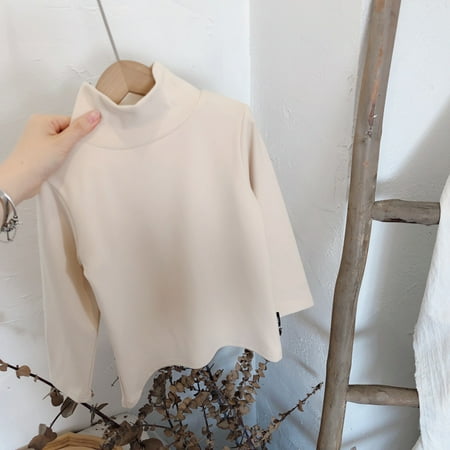 

Baby Girls Fleece Warm Long Sleeve Turtleneck T-shirt Toddler Kids Knited Basic Pullover Tops Undershirt 1-5Y