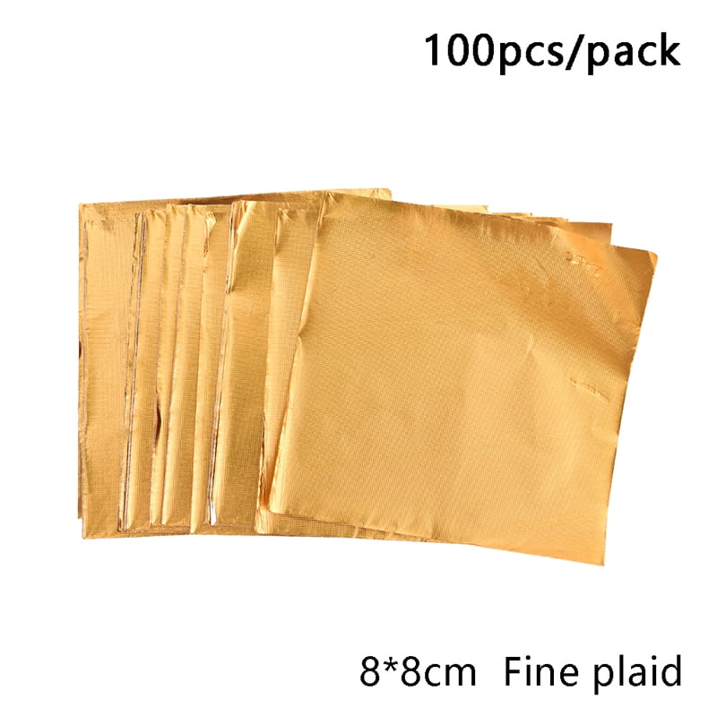 Bake world Bake world 300pcs Aluminium Foil Paper Gold Foil Paper Wrapping  Glossy Paper Gift Package for Packaging Chocolate (Golden) Aluminium Foil(Pack  of 300, 0.13 m) Aluminium Foil Price in India 