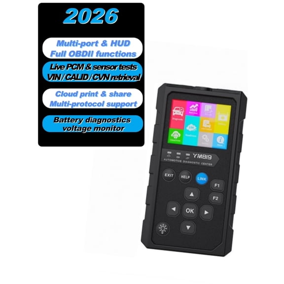 Jinkey® 819 Smart Multi-Purpose OBD Wireless Terminal — Handheld   Mobile APP (Wireless Fusion, Multi-Port Sync, HUD), Full OBDII Full-Mode Diagnostics, Professional Tool, Battery Tests.