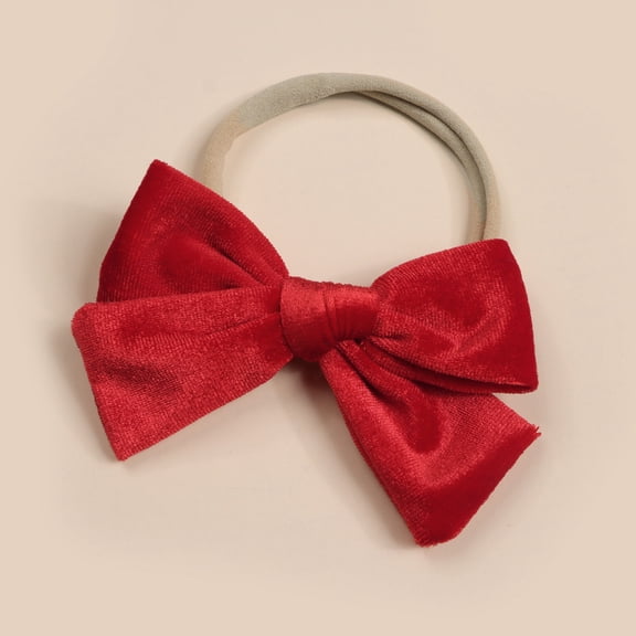 HYLLai Velvet Christmas Headband for Baby Girls, Festive Red & Green Hair Bow, Soft Elastic Band, Perfect for Holiday Photos & Parties, Infant Toddler Gift (D)