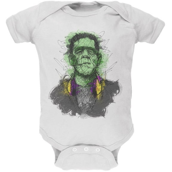 Halloween Frankenstein Raver Horror Movie Monster Soft Baby One Piece White 9-12 M