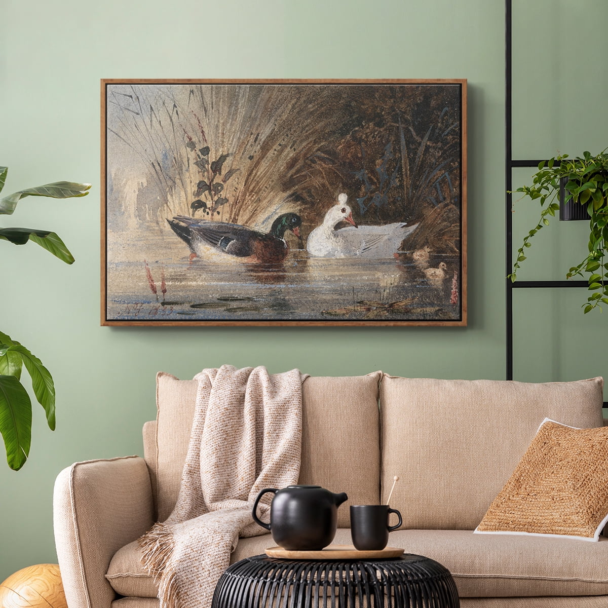 Vintage Animal Print-XVIII By Wexford Home Framed in Walnut Wood Gallery Wrapped Canvas 25 in. x 37 in.