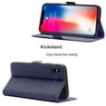 thumbnail image 3 of iPhone X Case, Mignova Genuine Leather Magnetic Closure Card Slot Wallet Case Cover with kick stand, ID & Credit Card Pockets for Apple iPhone X (Navy Blue), 3 of 5