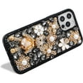 thumbnail image 4 of Women Bling Case for iPhone 14 Pro Max 6.7, Sparkly Crystal Diamond Rhinestone Cute 3D Bear Handmade Pearl Flower Design Black Cover with Soft Bumper Edge Heavy Duty Protective Shell, 4 of 4