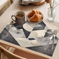thumbnail image 3 of Black Beige Placemats Set of 12 Geometric Abstract Art Rhombus Place Mats Indoor Wipeable Table Mats Washable Cloth Dining Table Placemats for Kitchen Holiday Party Home Decor 13x19 Inch, 3 of 9