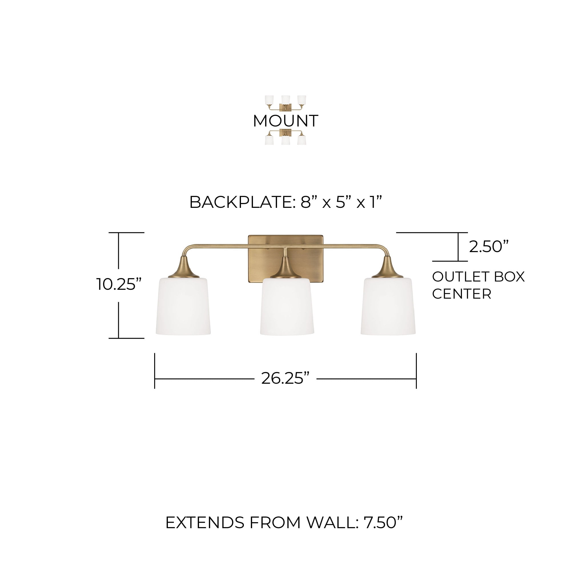 Capital Lighting 148931AD-541 Presley 3 Light 27" Wide Vanity Light - Brass