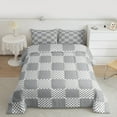 thumbnail image 2 of jejeloiu Geometric Classic Plaid Queen Comforter Set,Abstract Geometric Checkerboard Bedding Sets,Gray Geometrical Grid Bedding Comforter Set For Children,Breathable Home Decor Reversible,3-Piece, 2 of 8