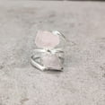 thumbnail image 2 of Natural Rose Quartz Ring, Rough Quartz Gemstone Ring, Birthstone, Double Stone, 925 Sterling Silver, Womens Ring, Christmas, Thanksgiving, Handmade, Statement Jewelry, Rough Gemstone Jewelry, 2 of 5