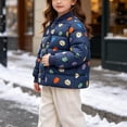thumbnail image 5 of Frnrwgo Boys 2-8Y Quilted Padded Jacket Stand Collar Snap Front Printed Soft Comfortable Fall Winter Coat, 5 of 9