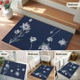 thumbnail image 5 of Navy Blue White Floral Bathroom Mats 2x3 FT, Non Slip Small Kitchen Mat, Abstract Art Summer Botanical Washable Soft Backed Front Door Throw Rugs Non-Shedding Indoor Outdoor Doormat for Entryway Sink, 5 of 8