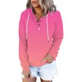 thumbnail image 3 of Women's Gradient Color Drawstring Hooded Sweatshirt with Pocket, Soft Fleece Lined Long Sleeve Pullover Top for Casual Streetwear, Daily Comfort Wear and Outdoor Activities Pink L, 3 of 10