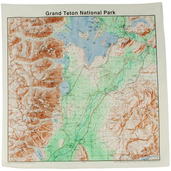 Printed Image Grand Teton National Park Topographical Bandanna