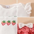 thumbnail image 4 of TOOYOU Girls Summer Outfit Sets Waf Fle Knit Floral Footies Romper Set With Ruffle Trim Triangle Shorts For Baby Girls Casual Outfit Sets For School Size 9 -12 Months Watermelon Red, 4 of 9