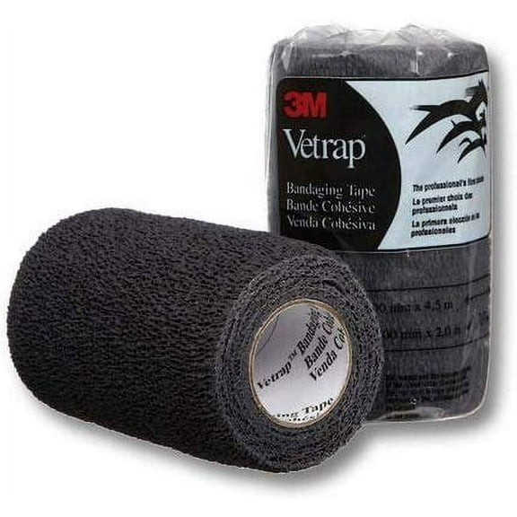 3M Vetrap Bandaging Tape - Lightweight Elastic Bandage - 5 Yds x 4" Roll, Blue