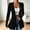 Black, variant on Women's V Neck Velvet Single Button Blazer Jacket, Long Sleeve Slim Flared Hem Casual Suit Coat for Spring Fall Office Daily Layering