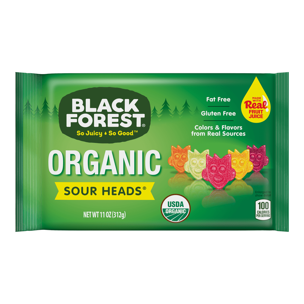 Black Forest Organic Sour Heads Gummy Candy Assorted 11 Ounce Bag