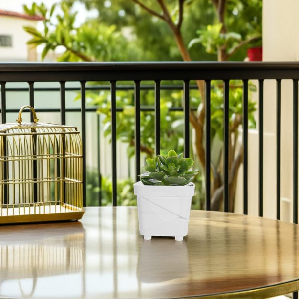 IDEANATEGRATE 6Ud Macetas Cuadradas De Plástico Para Plantas En Interior Con Y Drenaje Eficiente