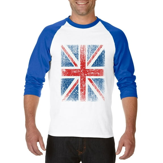 Artix - Mens Raglan Sleeve Baseball T-Shirts, up to Size 3XL - Union Jack British Flag