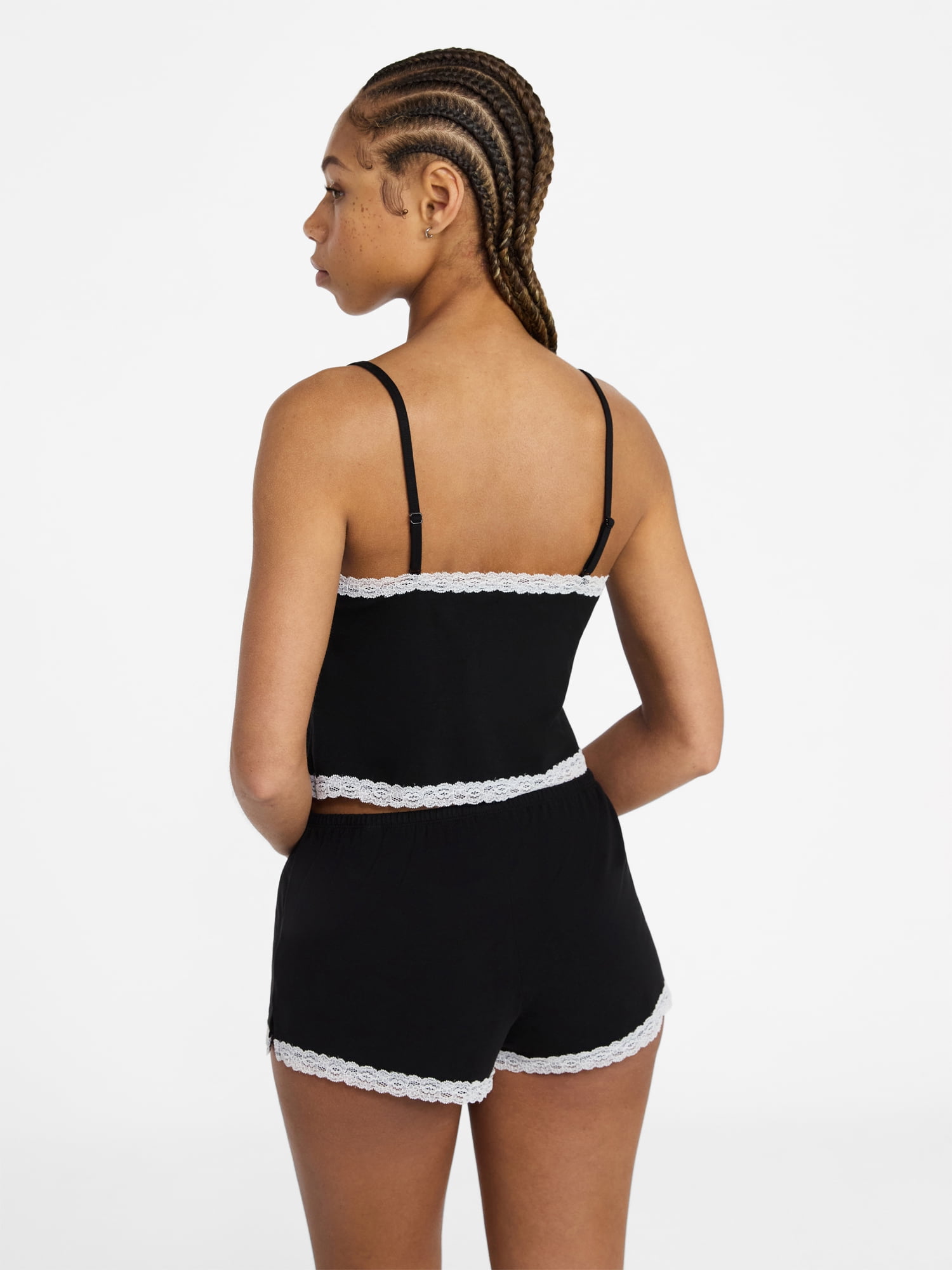 No Boundaries Lace Cami and Shorts Sleep Set, 2-Piece, Women's XXS-3X