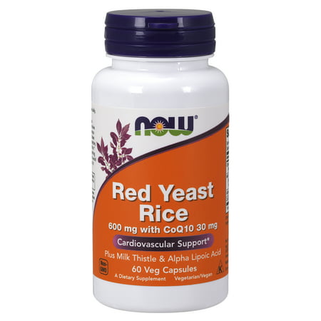 NOW Supplements, Red Yeast Rice with CoQ10, plus Milk Thistle & Alpha Lipoic Acid, 60 Veg