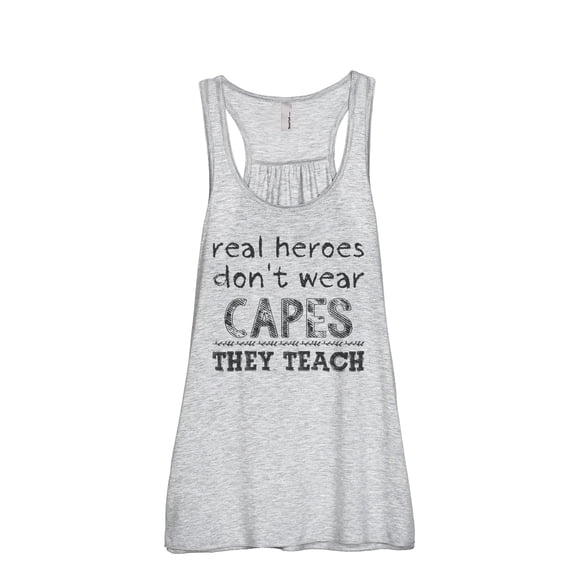 Thread Tank Real Heroes Teach Women's Sleeveless Flowy Racerback Tank Top Sport Grey X-Large